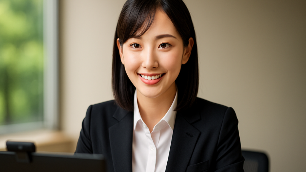 WEB面接を受けている女性