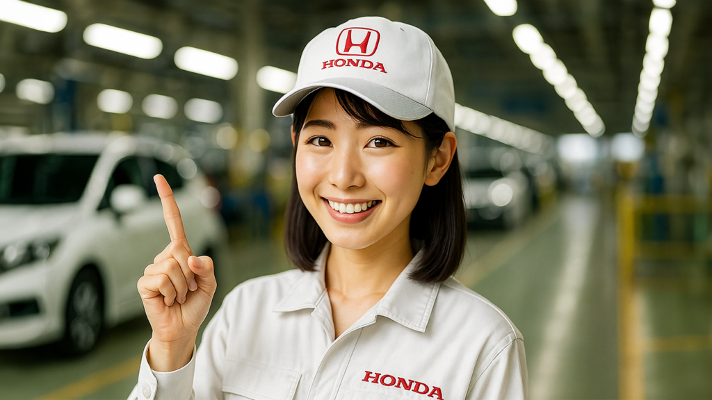 ガイドするホンダ期間工の女性