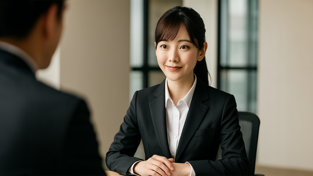 採用面談を受けている女性