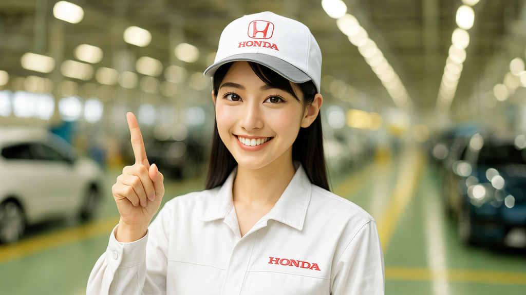ガイドしているホンダ期間工の女性