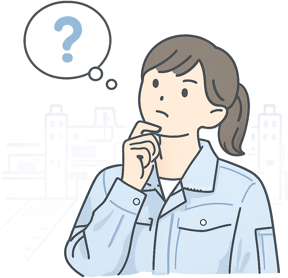 考えごとをしている工場勤務の人