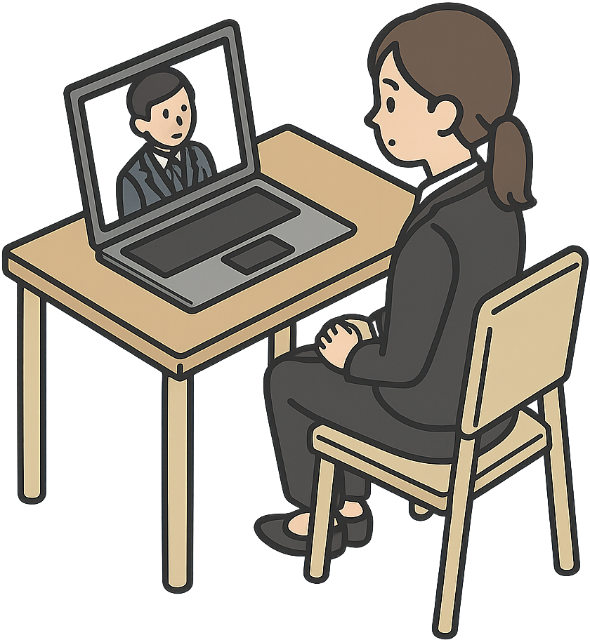 WEB面接を受けている女性