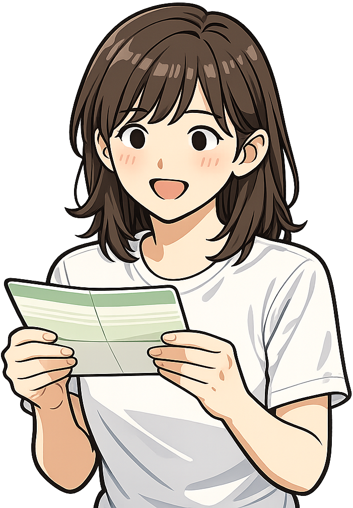 預金通帳を見ている人