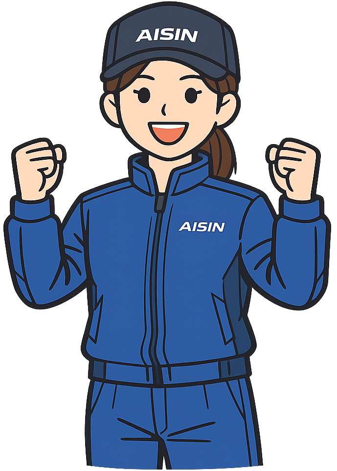 ガッツポーズしているアイシン期間工