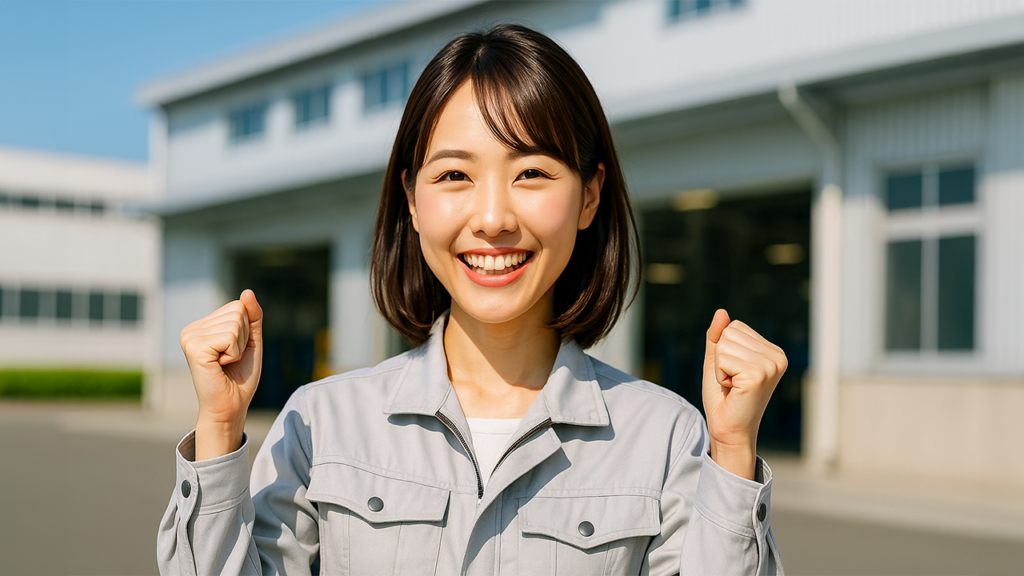 工場で働いている女性