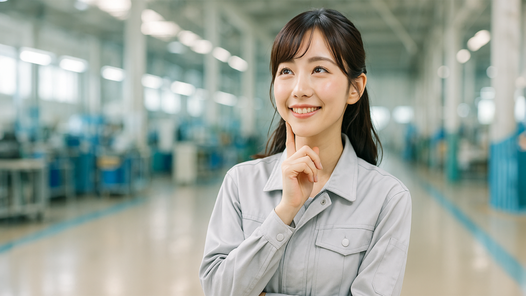 工場で働いている女性