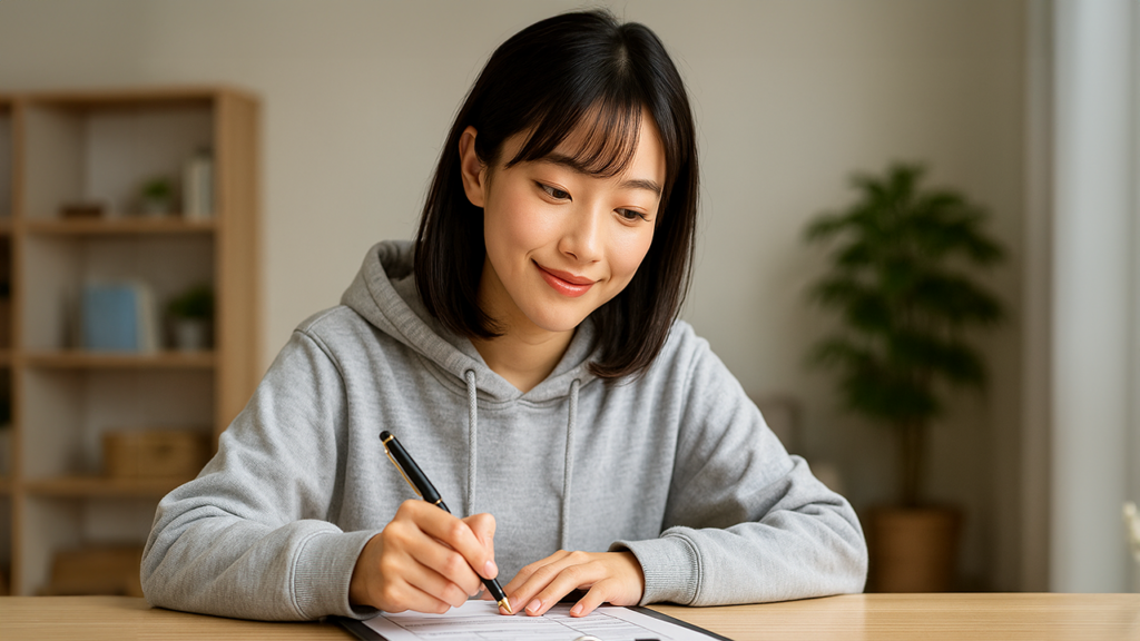書類の準備をしている女性