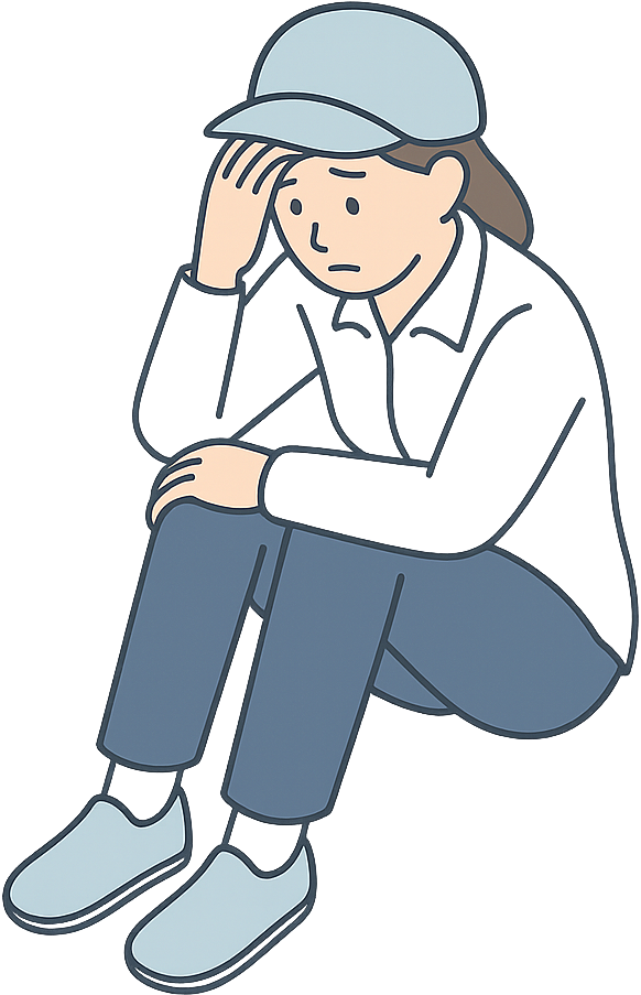 疲弊している期間工の女性