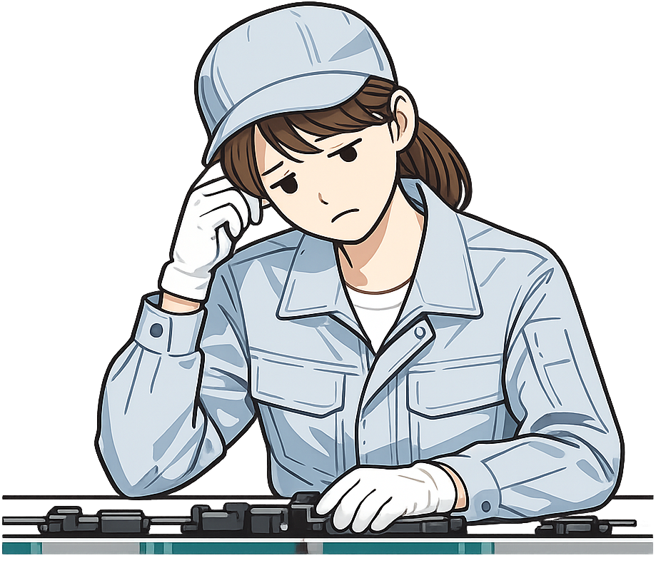 ライン作業で疲労している人