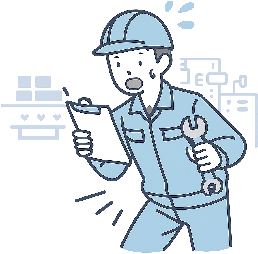 慌てている工場勤務の人