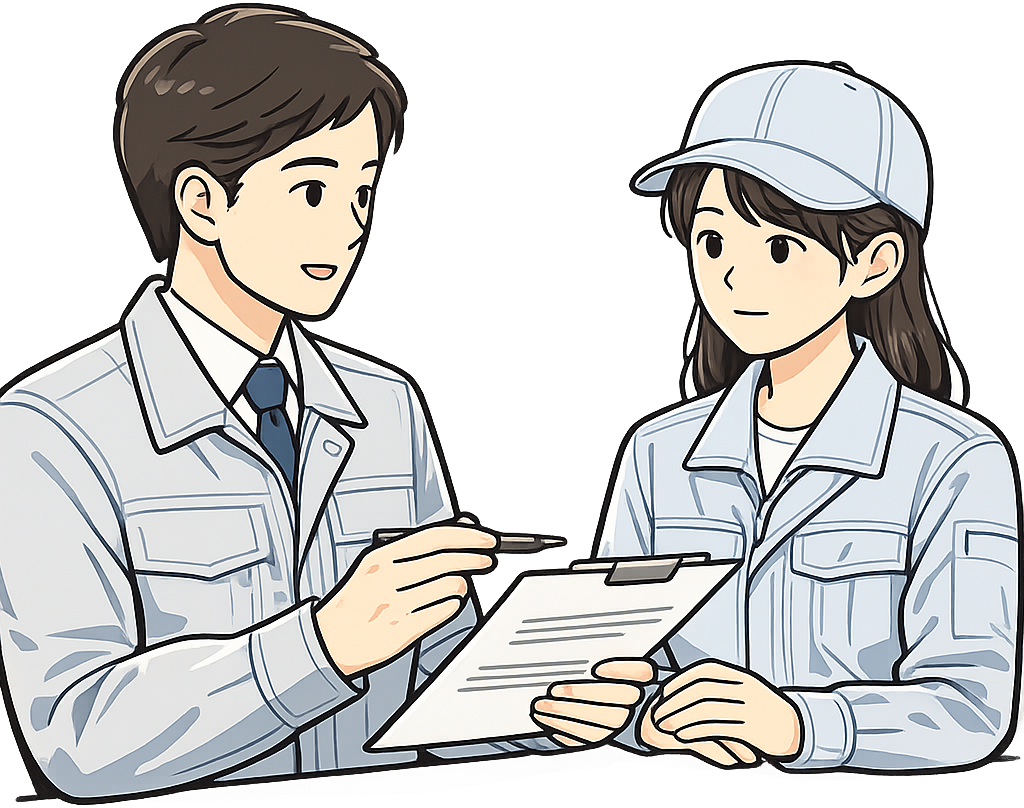 上司と話し合いをしている期間工