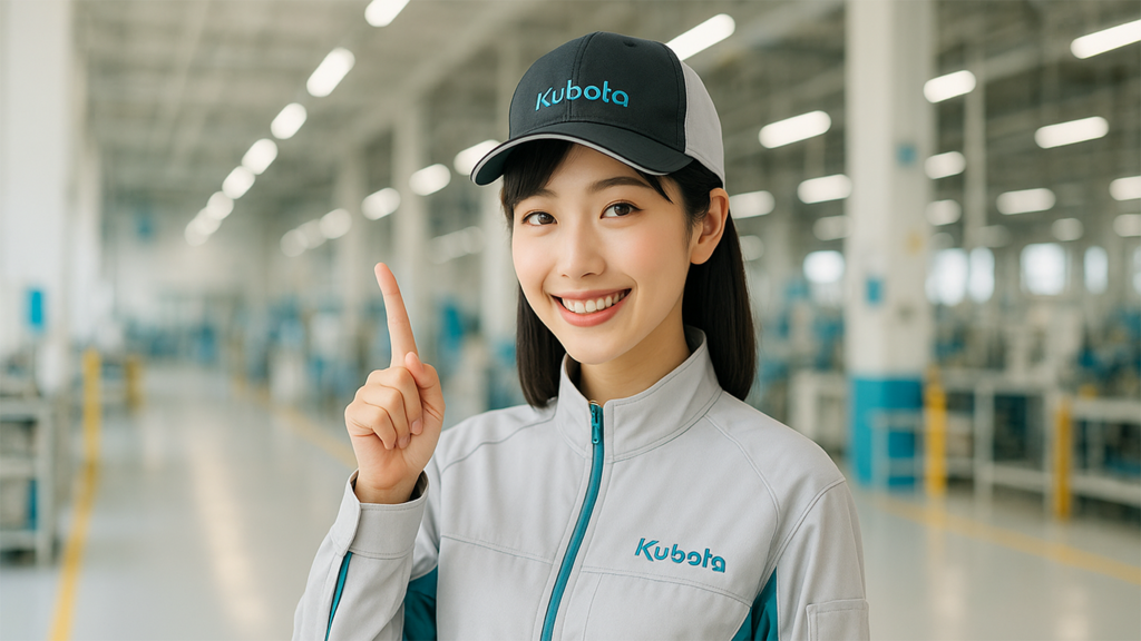 応募案内をしているクボタ期間工の女性