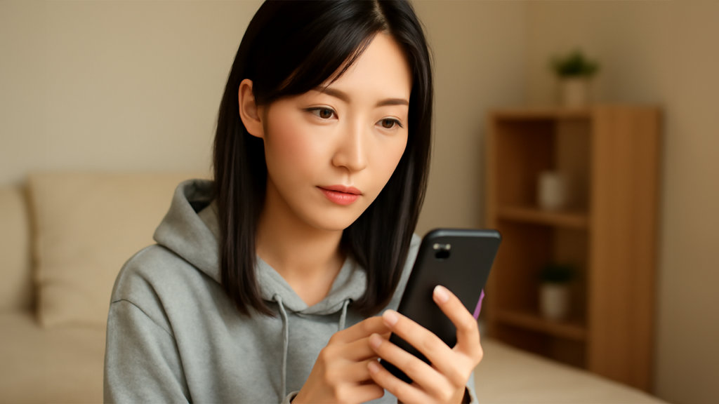 合否の連絡を待っている女性