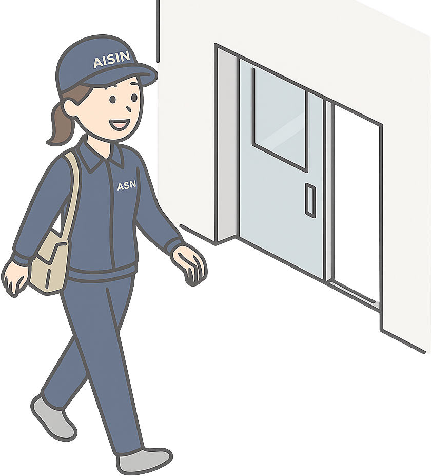 出社してきたアイシン期間工の女性
