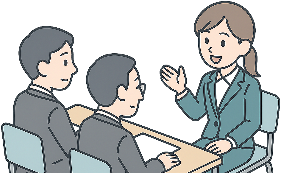 採用面接で明るく話している女性と面接官イメージ
