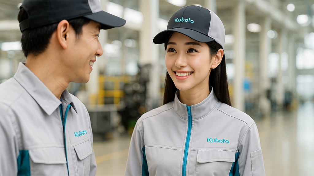 談笑しているクボタ期間工の男女