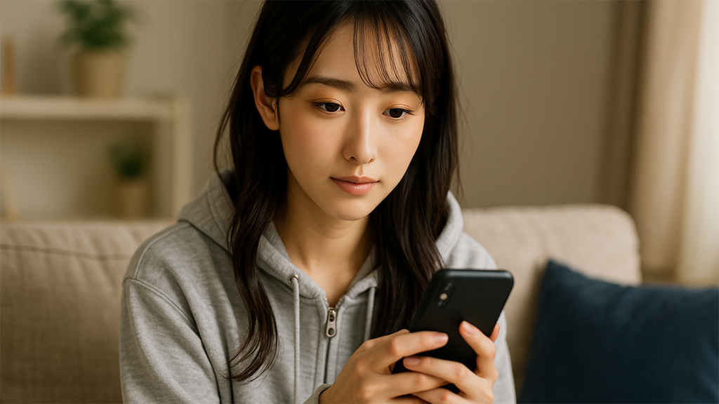 スマホを見ている女性