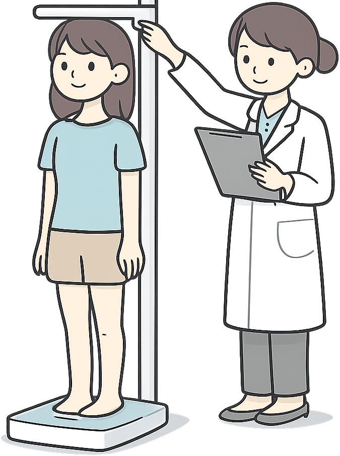 身体計測を受けている女性