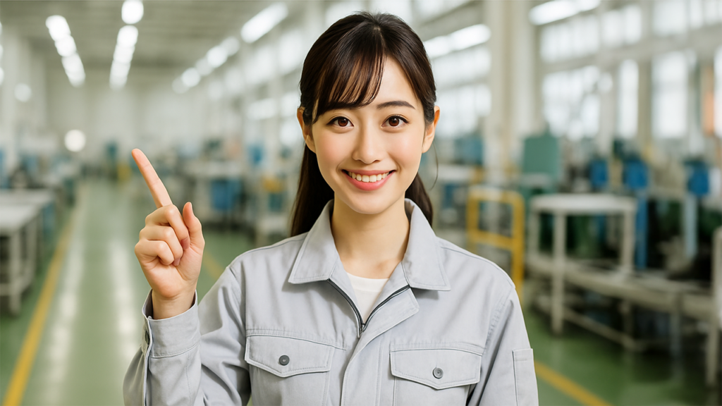 工場のライン作業で働いている女性