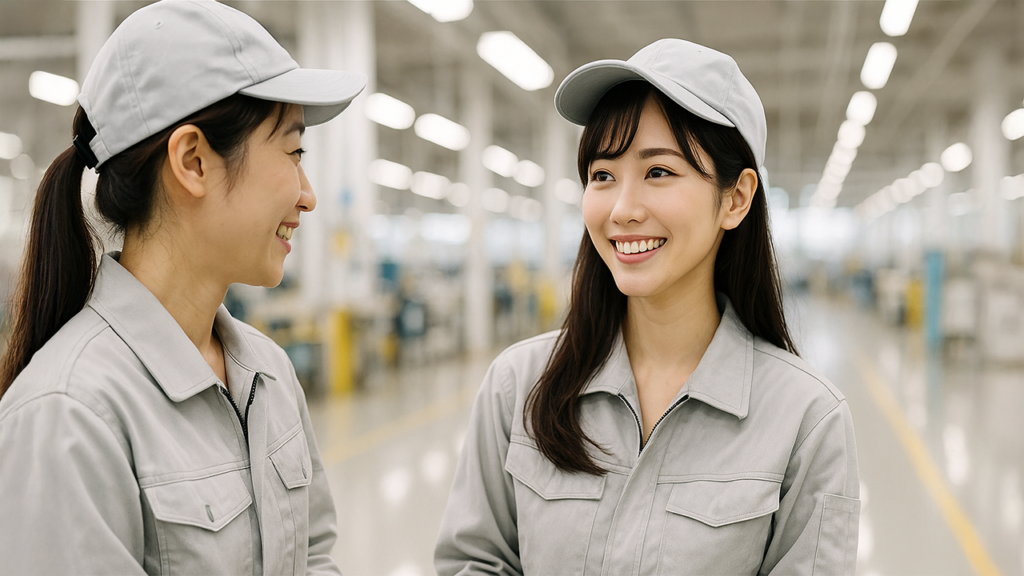 仕事に慣れてきた工場勤務の女性