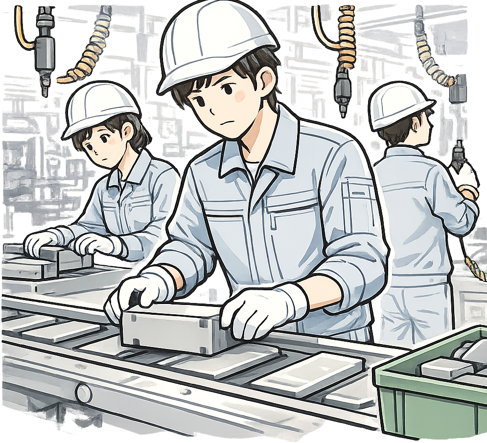多忙な工場ライン作業の現場