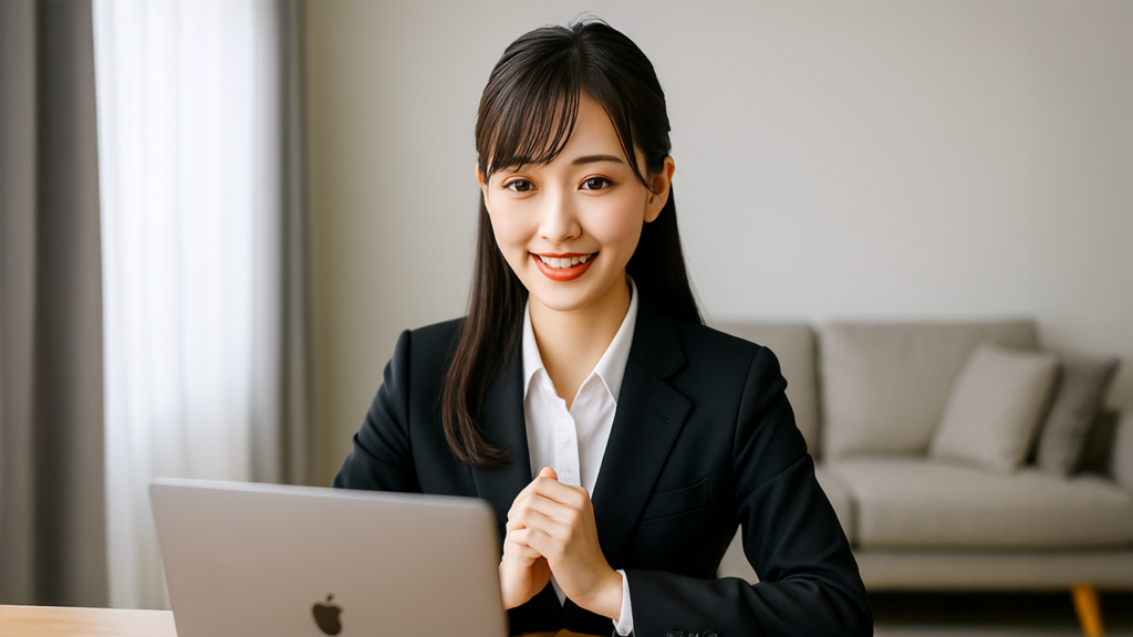 WEB面接を受けている女性