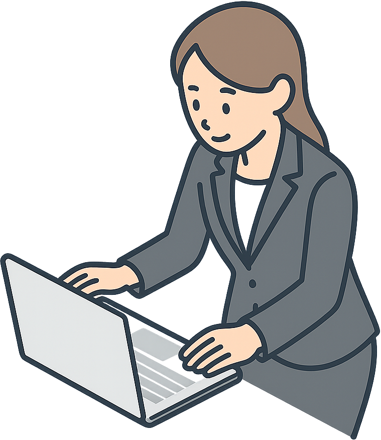 パソコンをセットアップしている女性