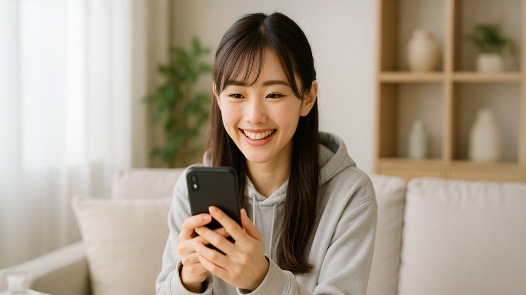 スマホを見ている女性