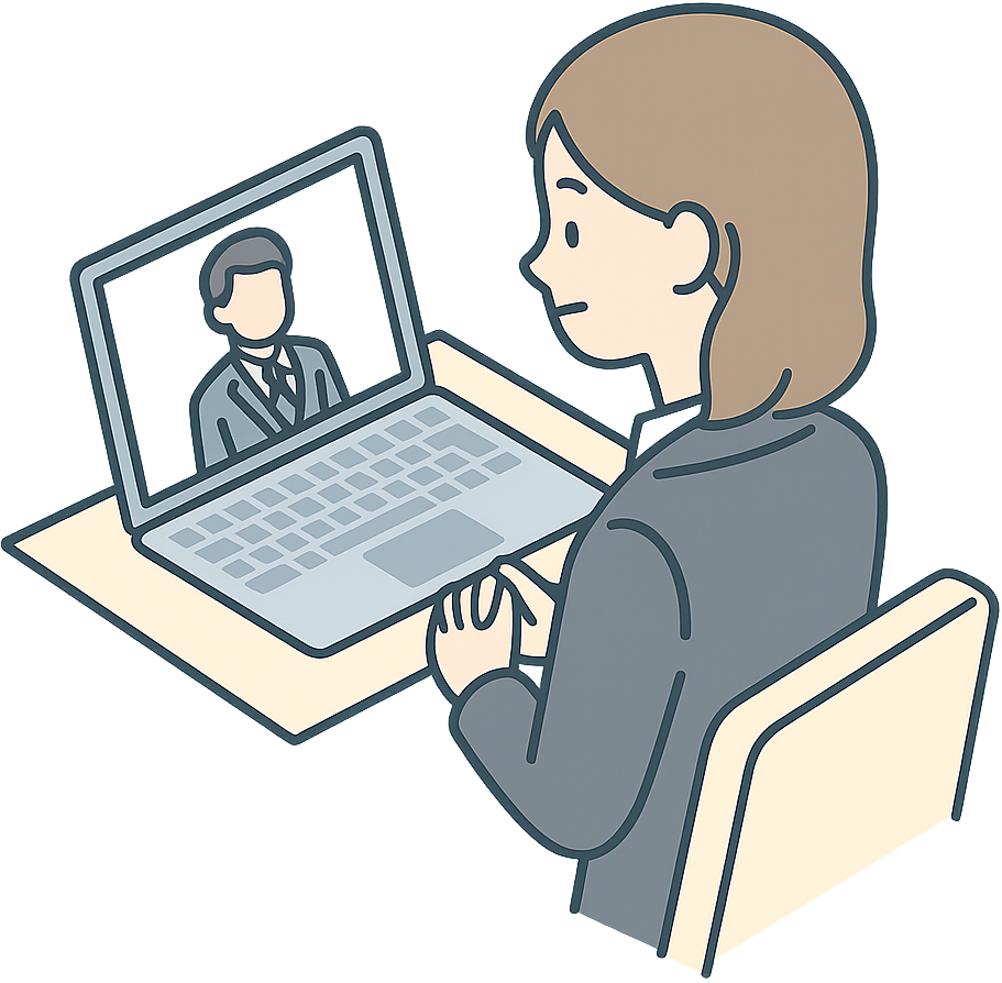 WEB面接を受けている女性