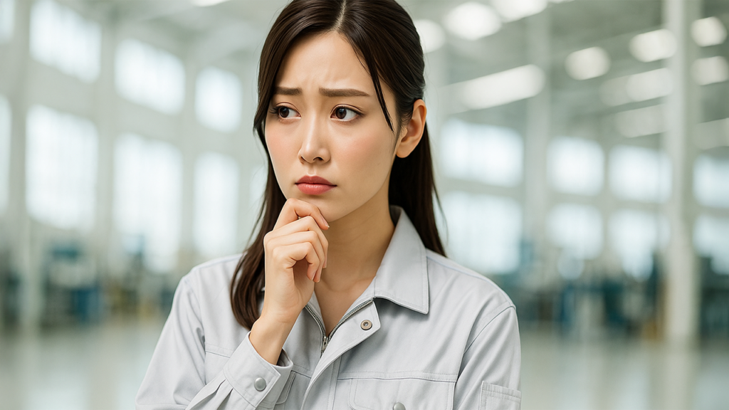 怪しんでいる女性