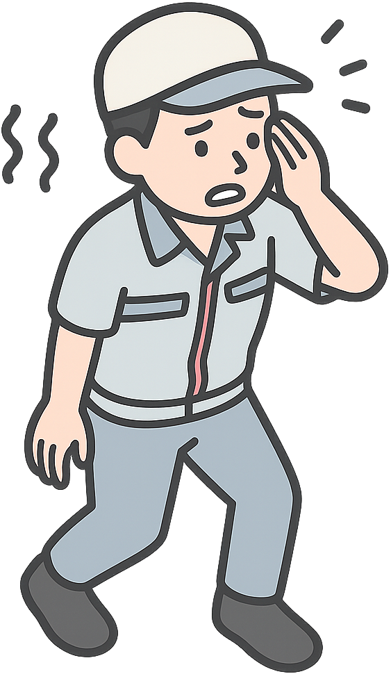 暑さに苦しんでいる期間工