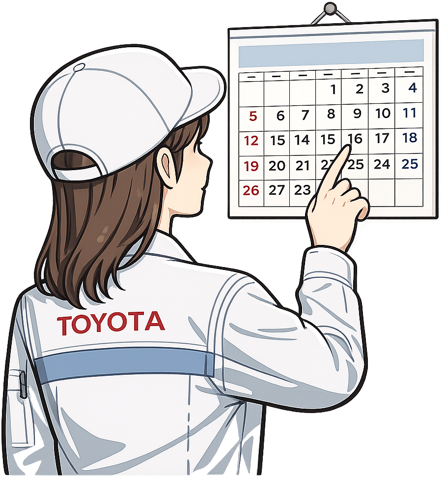 カレンダーを見ている期間工