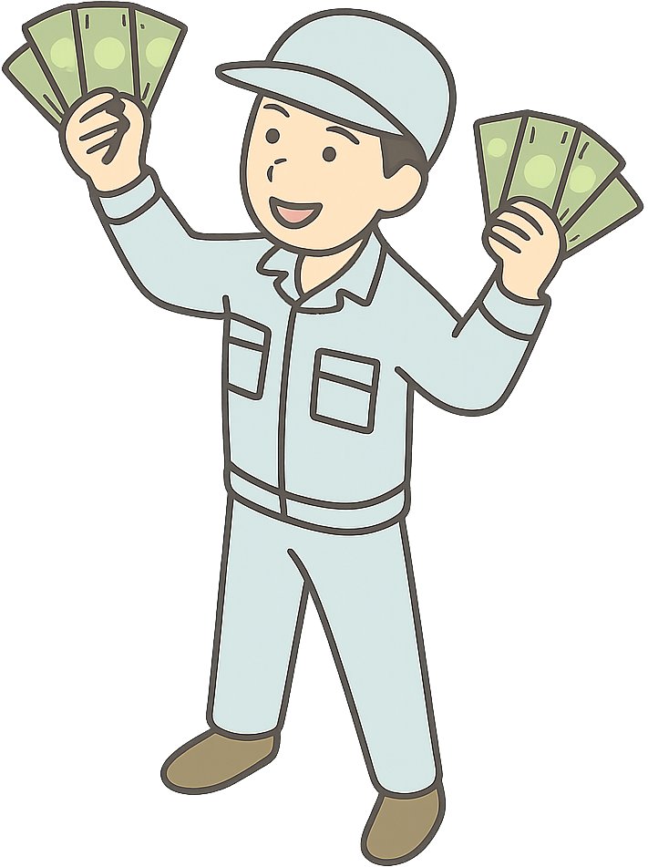 大金を得て喜んでいる人