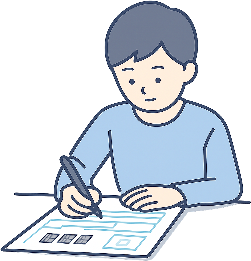 履歴書を書いている人