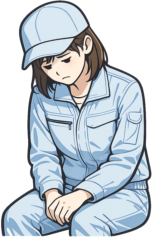 うなだれている期間工