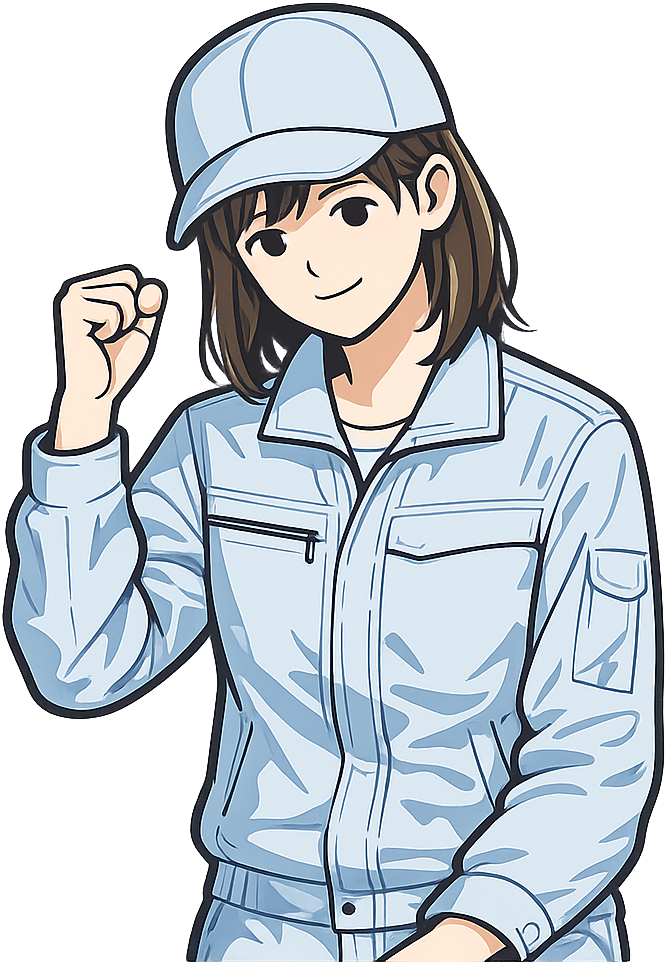 ガッツポーズしている期間工