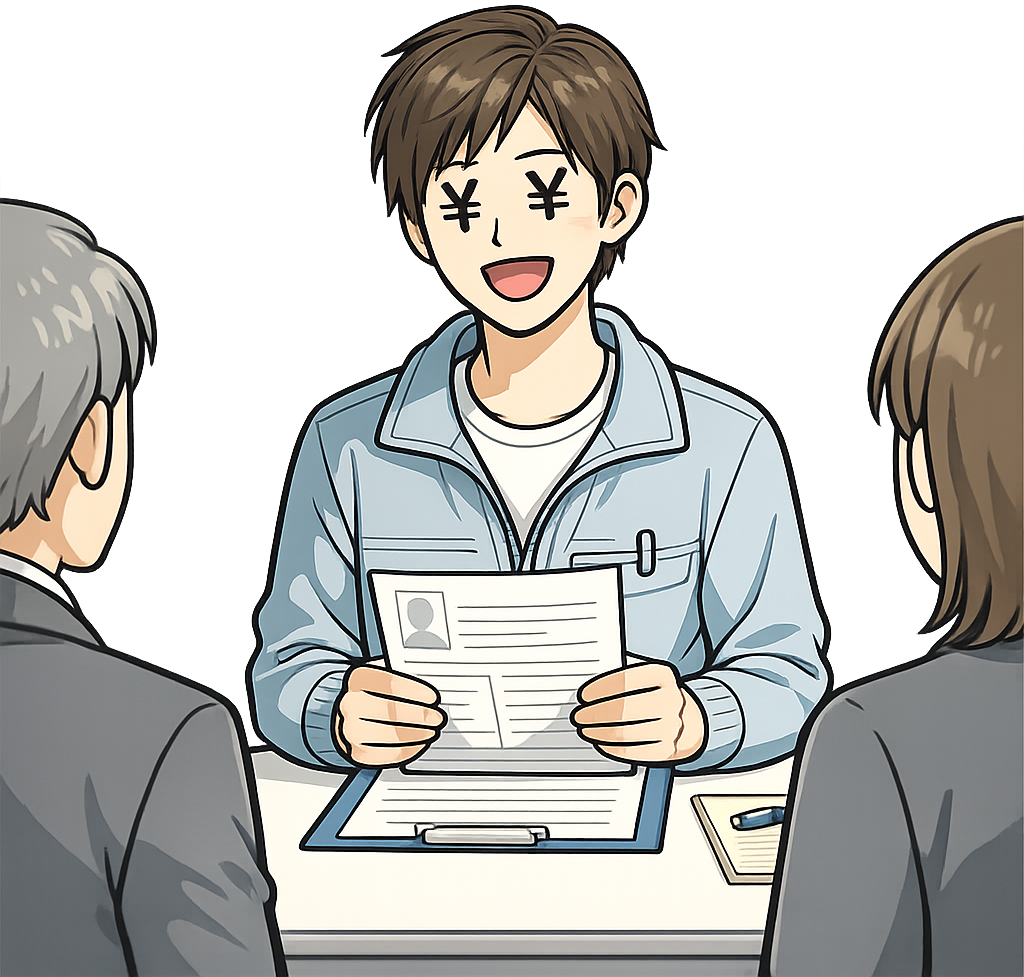 採用面接を受けている人