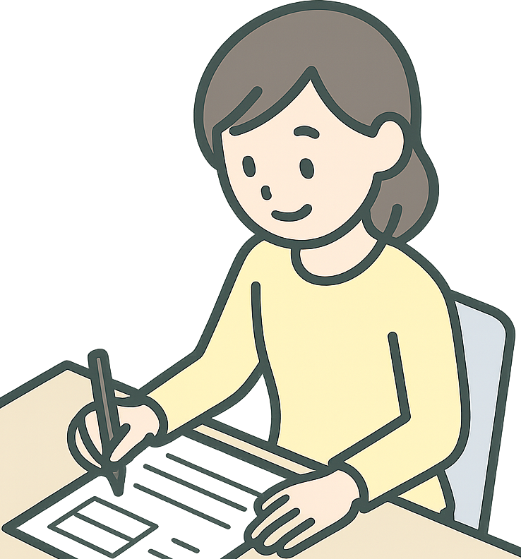 履歴書を書いている女性