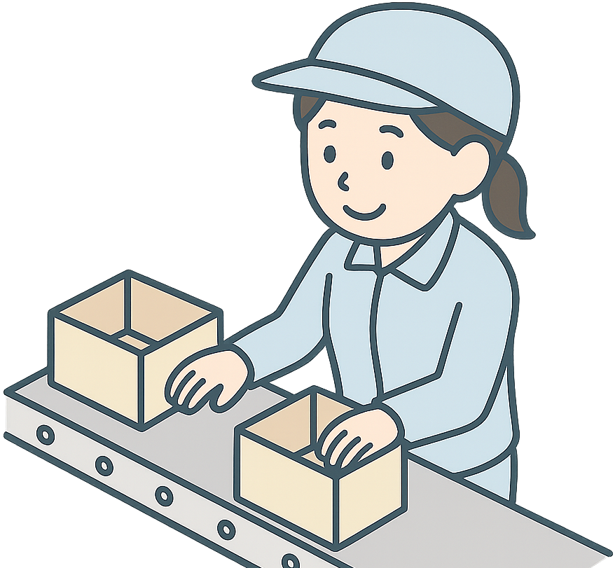 ライン作業をしている工場勤務の女性