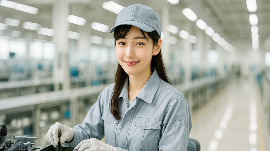 ライン作業をしている女性