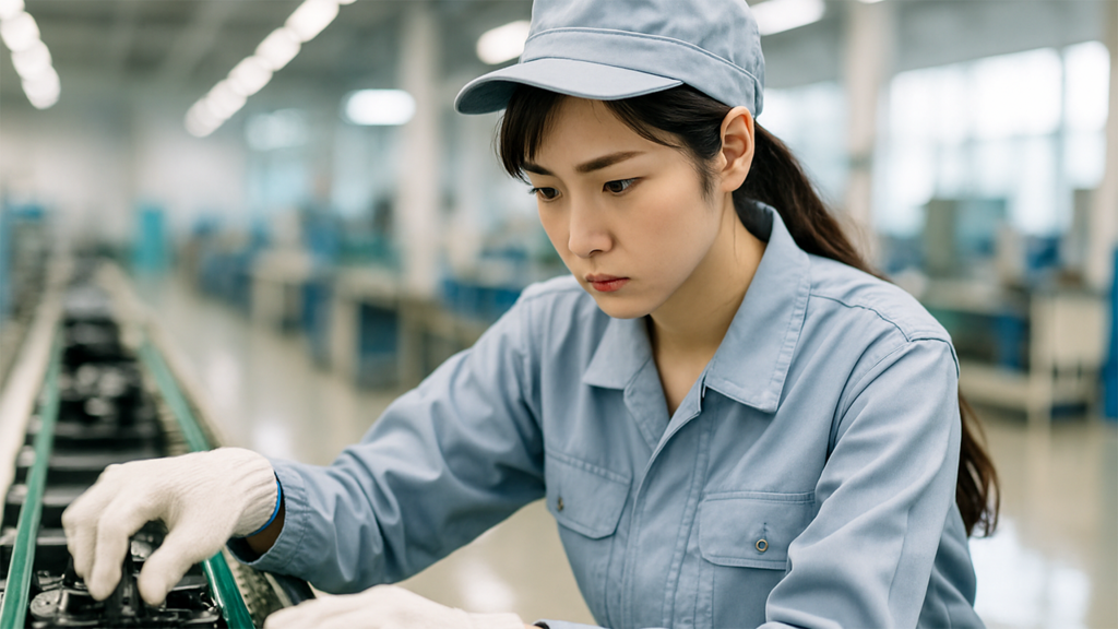 集注して作業している女性