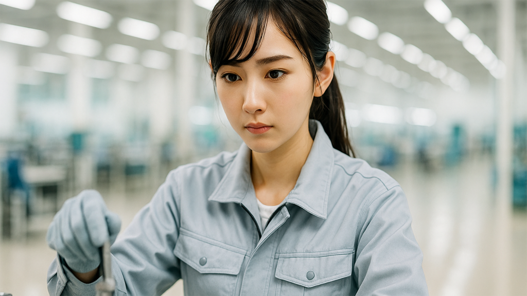 集注して作業している女性