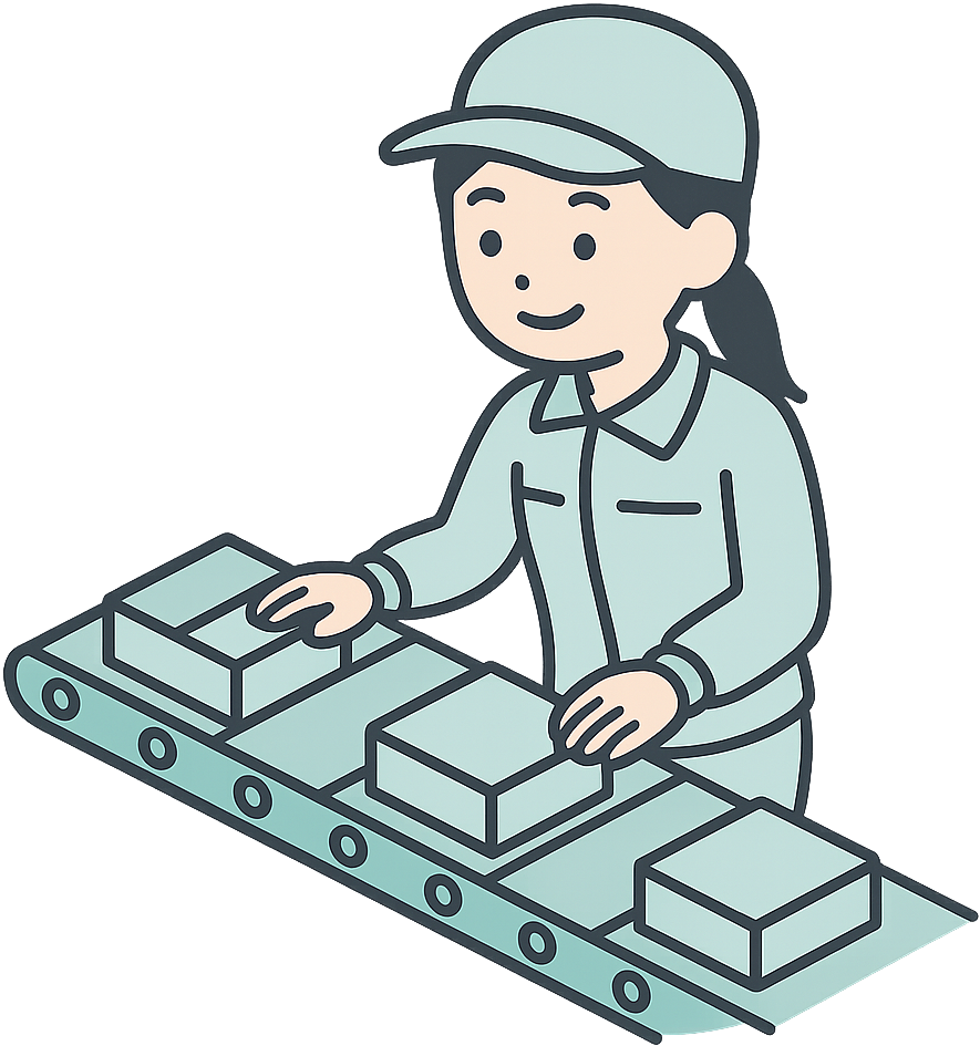 工場勤務でライン作業をしている女性