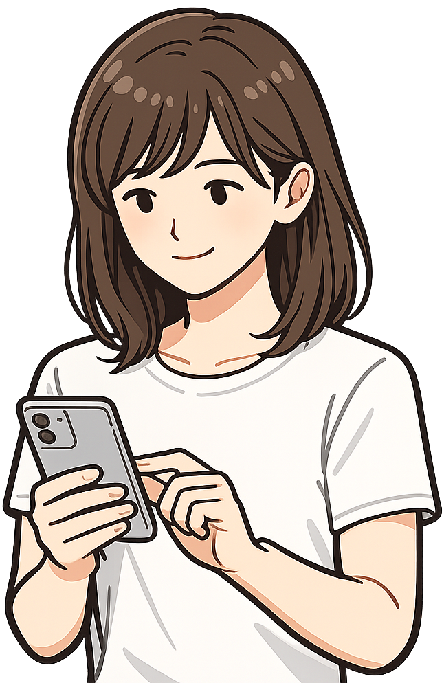 スマホで調べ物をしている人（