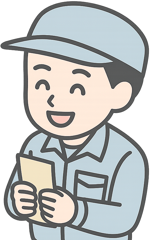 給料をもらって喜んでいる工場勤務の男性