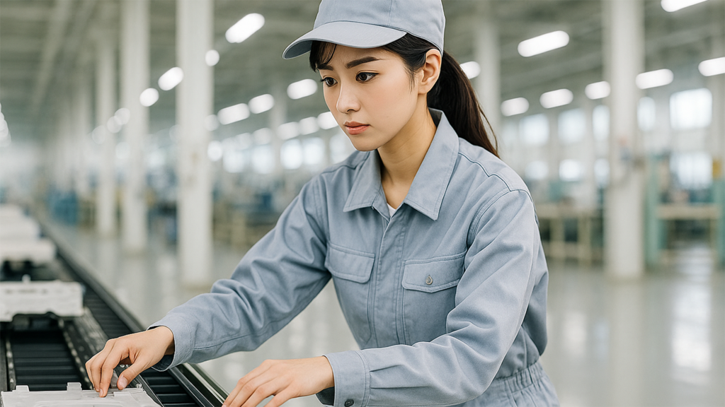 ライン作業を担当している期間工の女性
