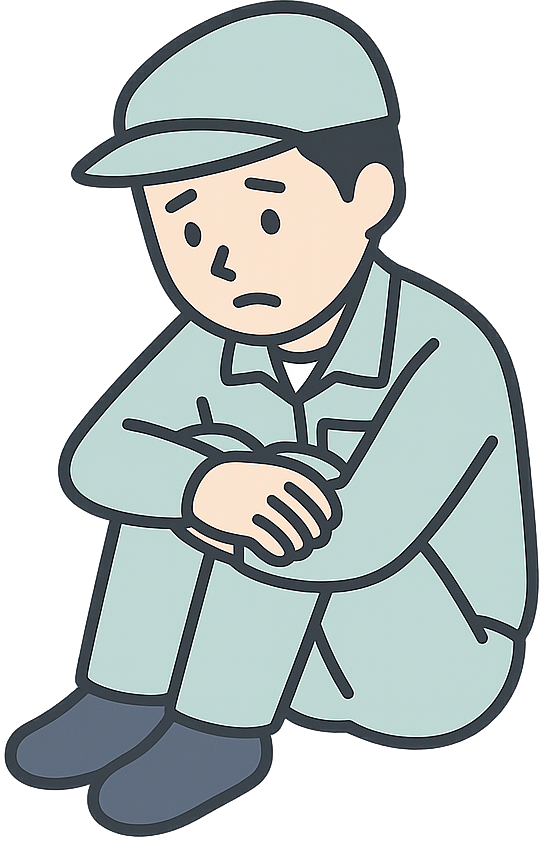 落ち込んでいる期間工の男性