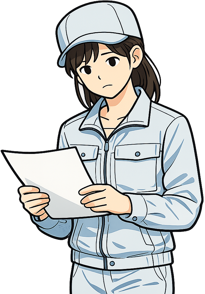 書類を確認している期間工