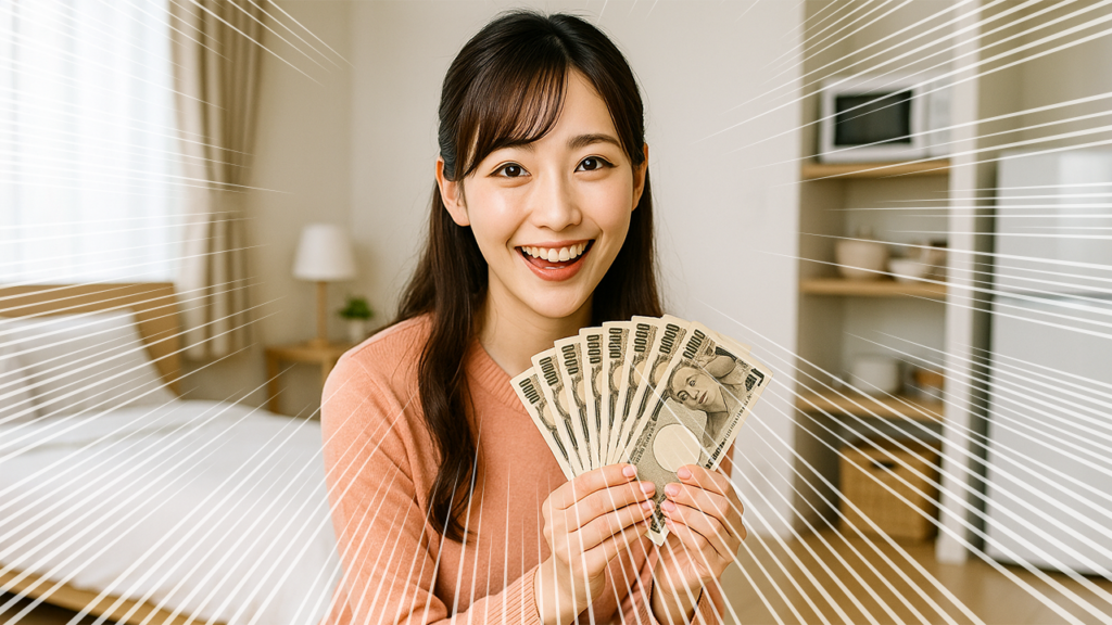 特典で大金を得た女性