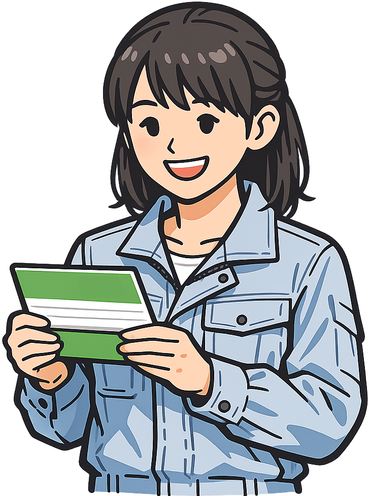 預金通帳を見ている期間工